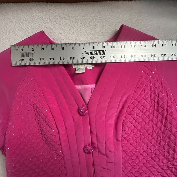 Vintage Gazzelle Ciampi Magali Evening Jacket Pink Quilted Beaded Silk Size 14 - Picture 7 of 10